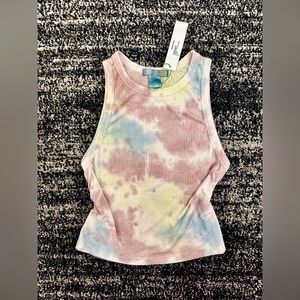 GOOD LUCK GEM || Ribbed Crop Tank in Rainbow Tie Dye - SZ Medium 🌟NEW W/ TAGS🌟
